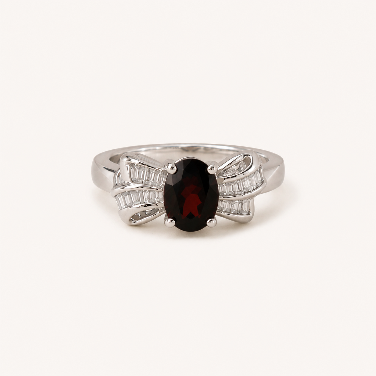 Garnet Ribbon Accent Ring