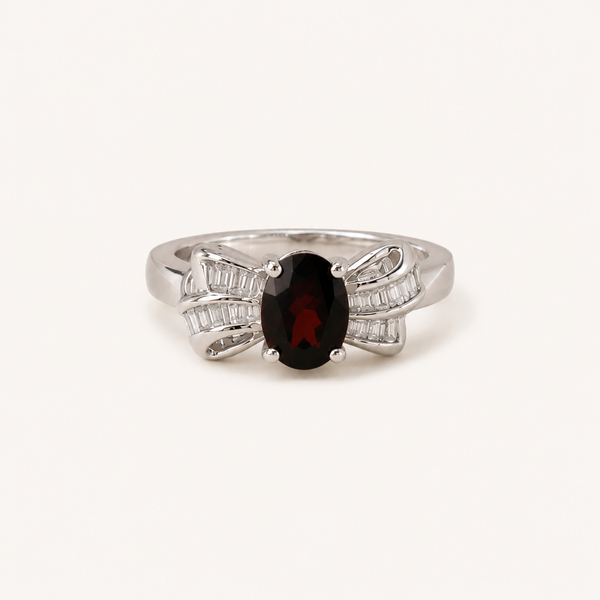 Garnet Ribbon Accent Ring