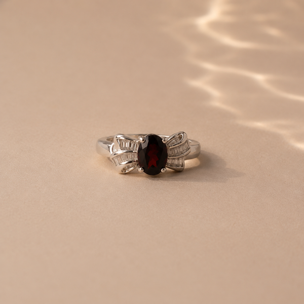 Garnet Ribbon Accent Ring
