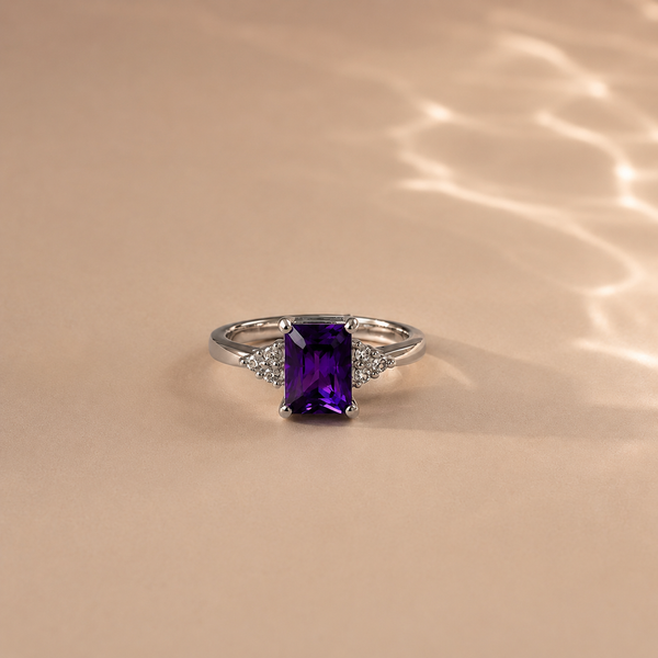 Emerald Cut Amethyst Statement Ring