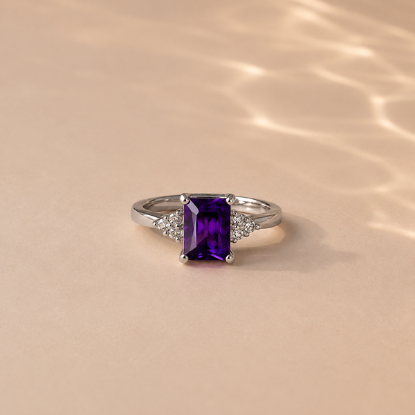 Emerald Cut Amethyst Statement Ring