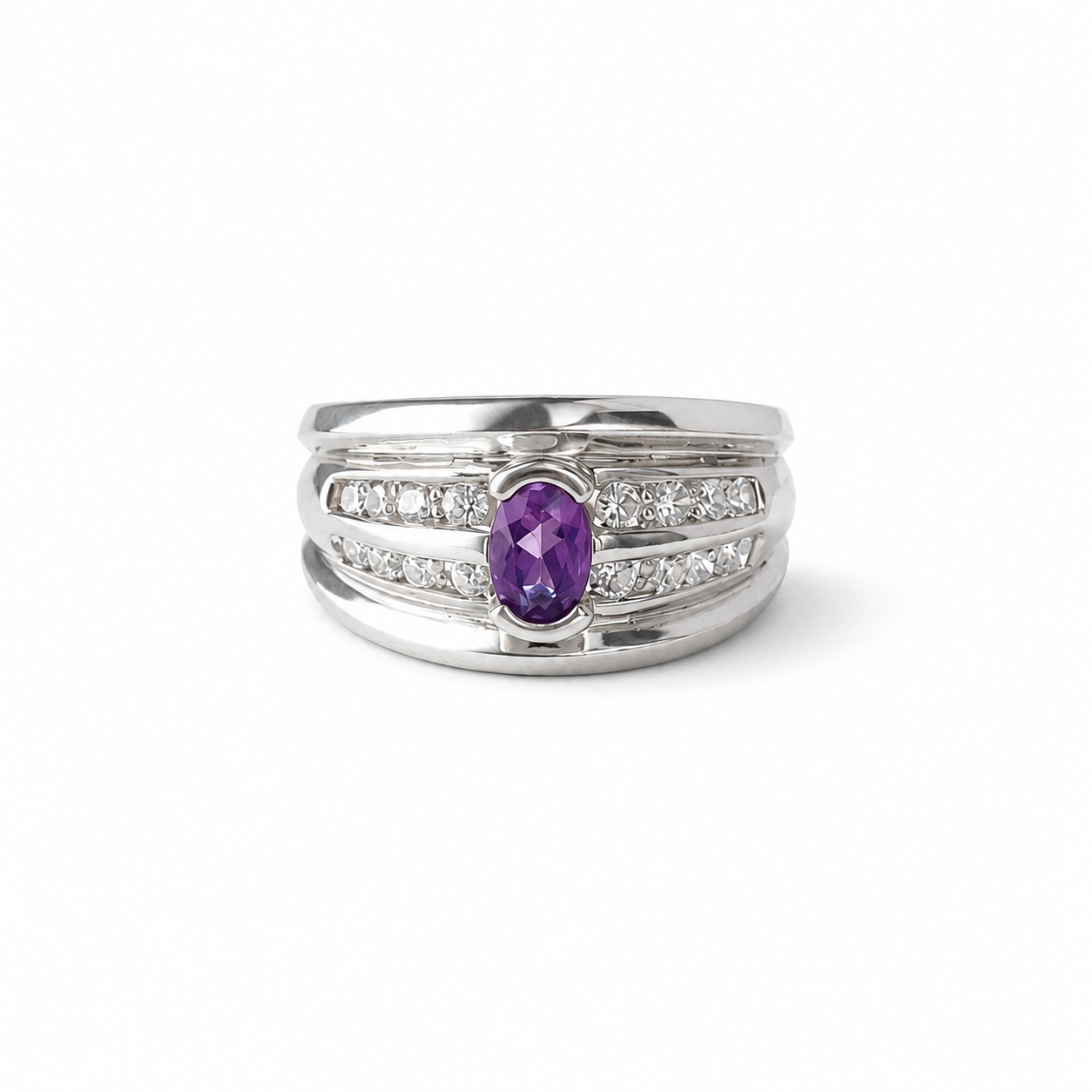 Amethyst Multi-Band Statement Ring