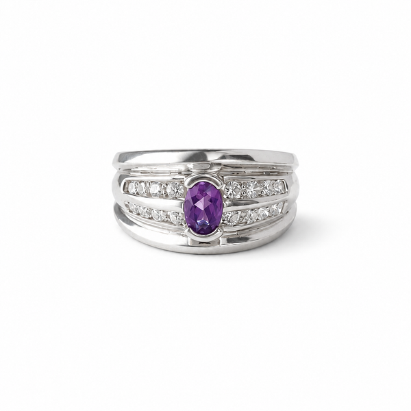 Amethyst Multi-Band Statement Ring