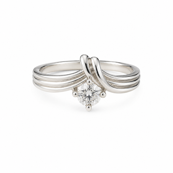 Twisted Solitaire CZ Ring