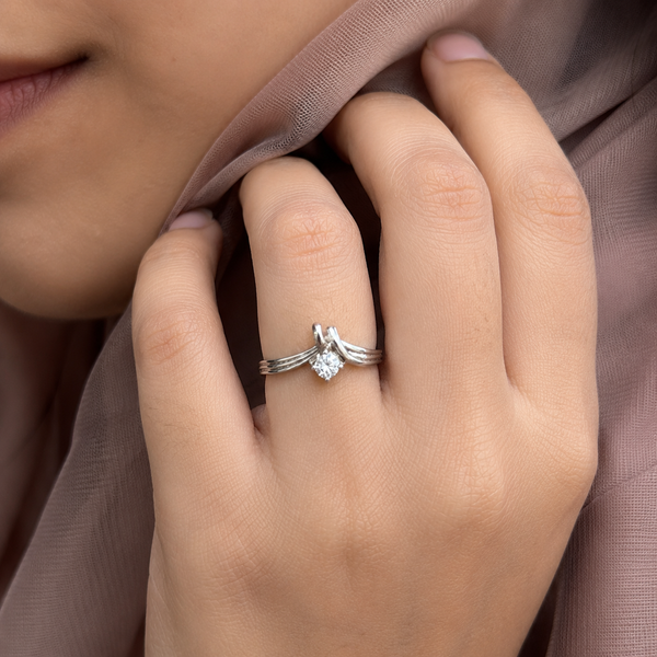 Twisted Solitaire CZ Ring