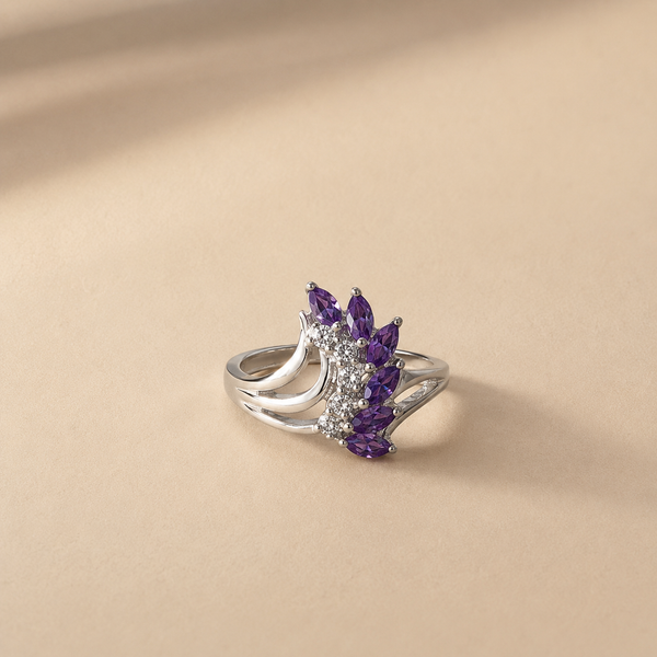 Amethyst Marquise Cluster Ring
