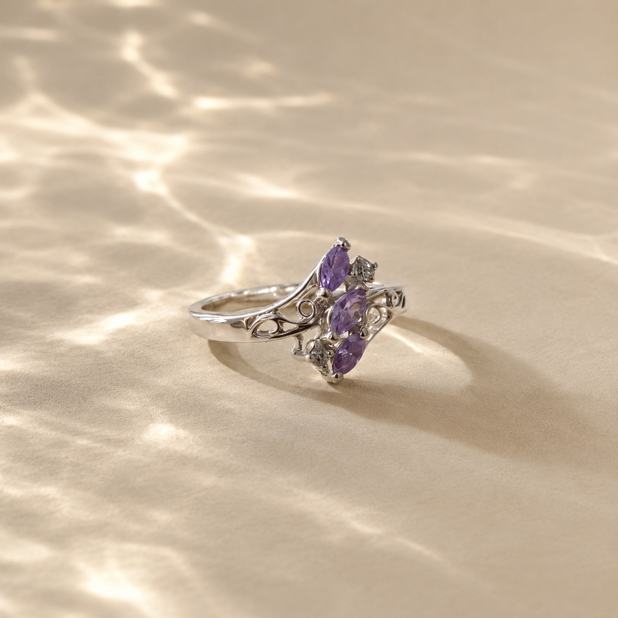 Vintage Amethyst Filigree Ring