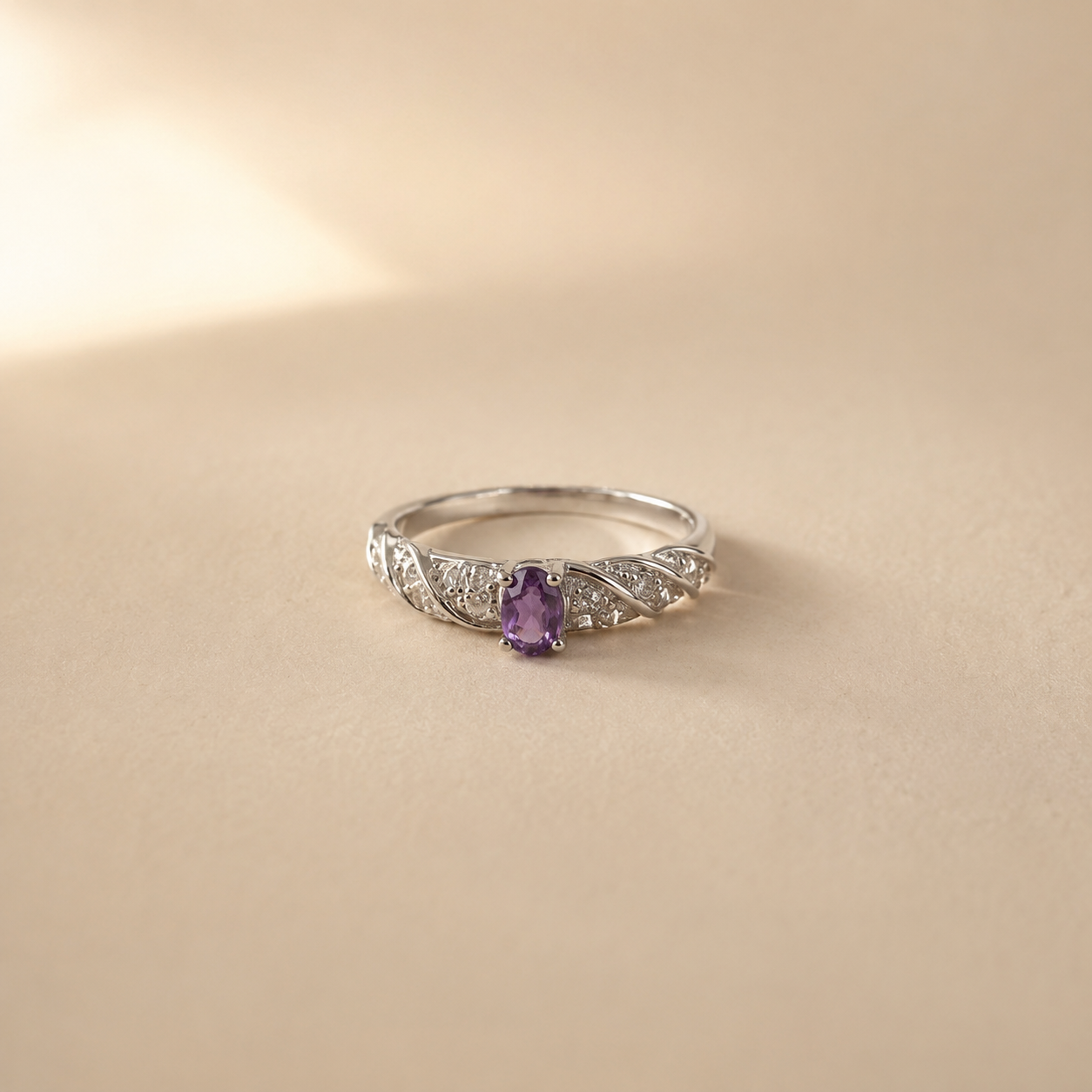 Vintage Amethyst Scrollwork Ring