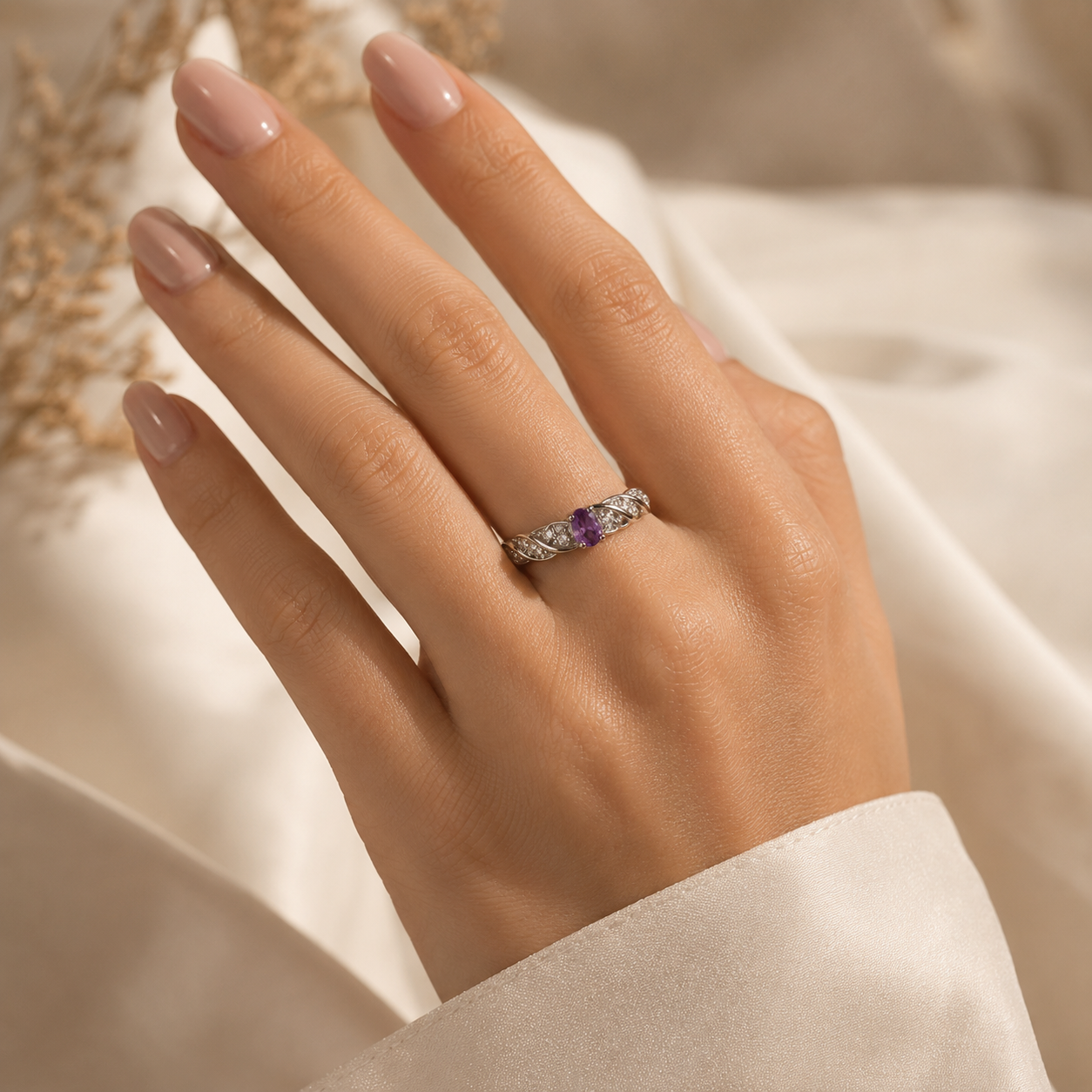 Vintage Amethyst Scrollwork Ring