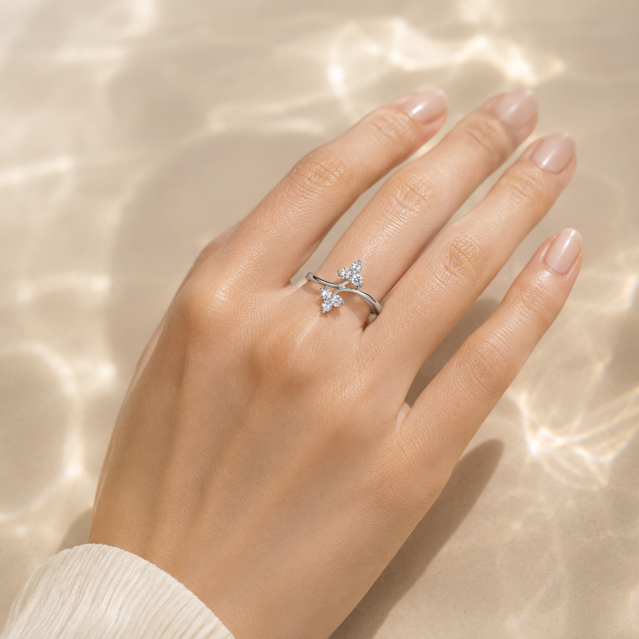 Floral Cluster Open Ring