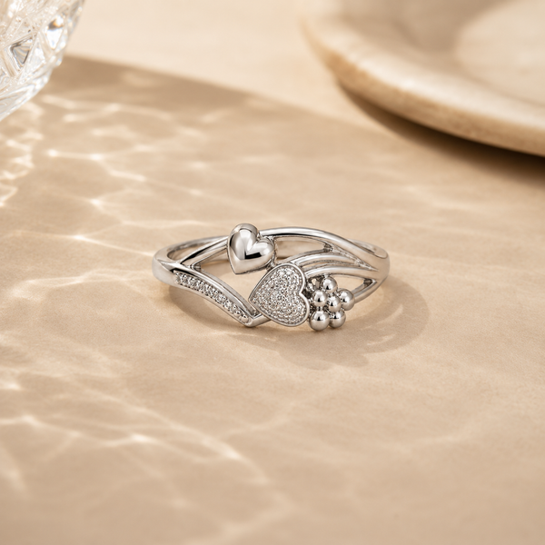 Double Heart Sterling Silver Ring