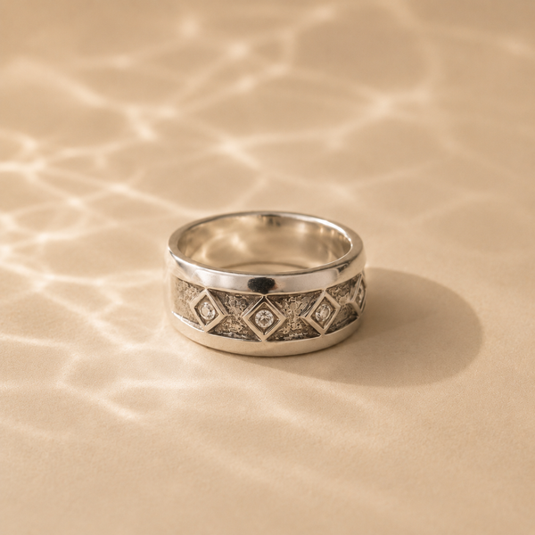 Geometric CZ Statement Band Ring