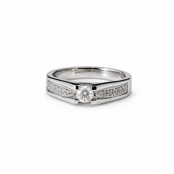 Classic Solitaire White CZ Ring