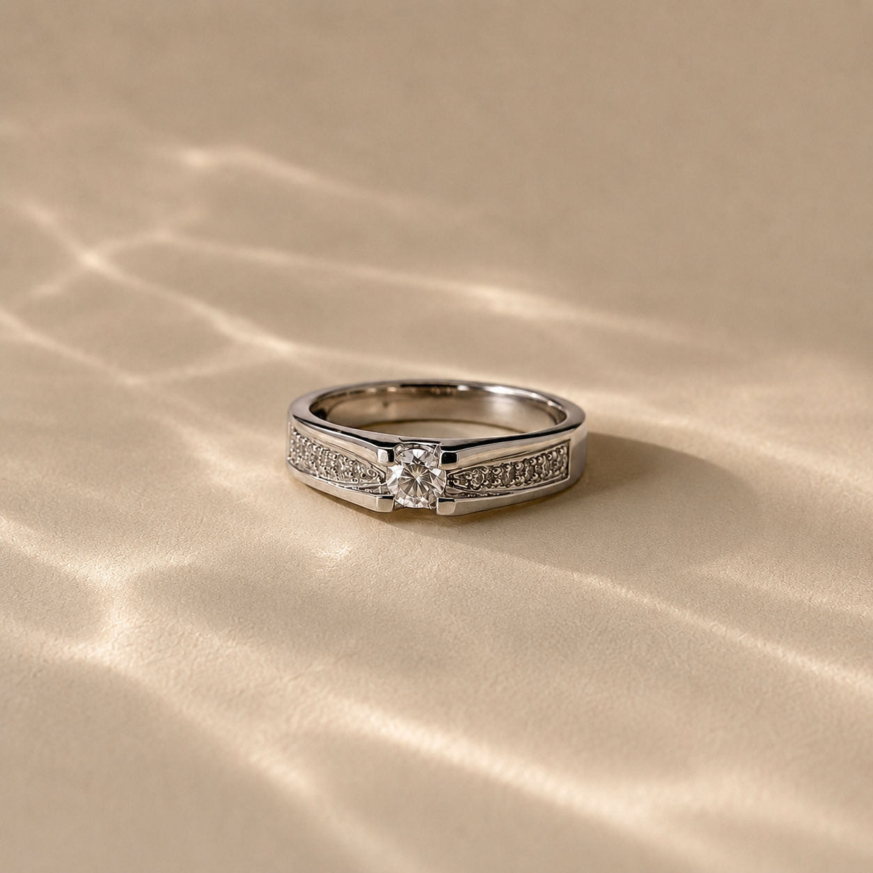 Classic Solitaire White CZ Ring