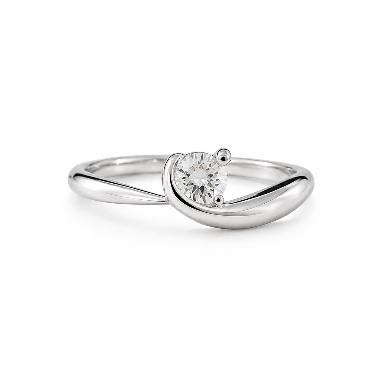 Modern Twist Solitaire CZ Ring