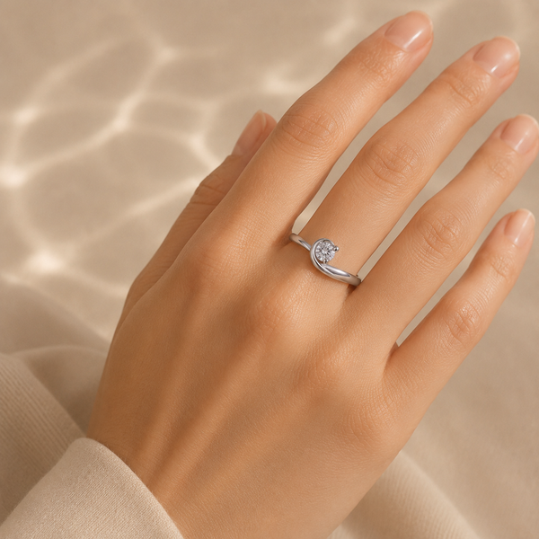 Modern Twist Solitaire CZ Ring