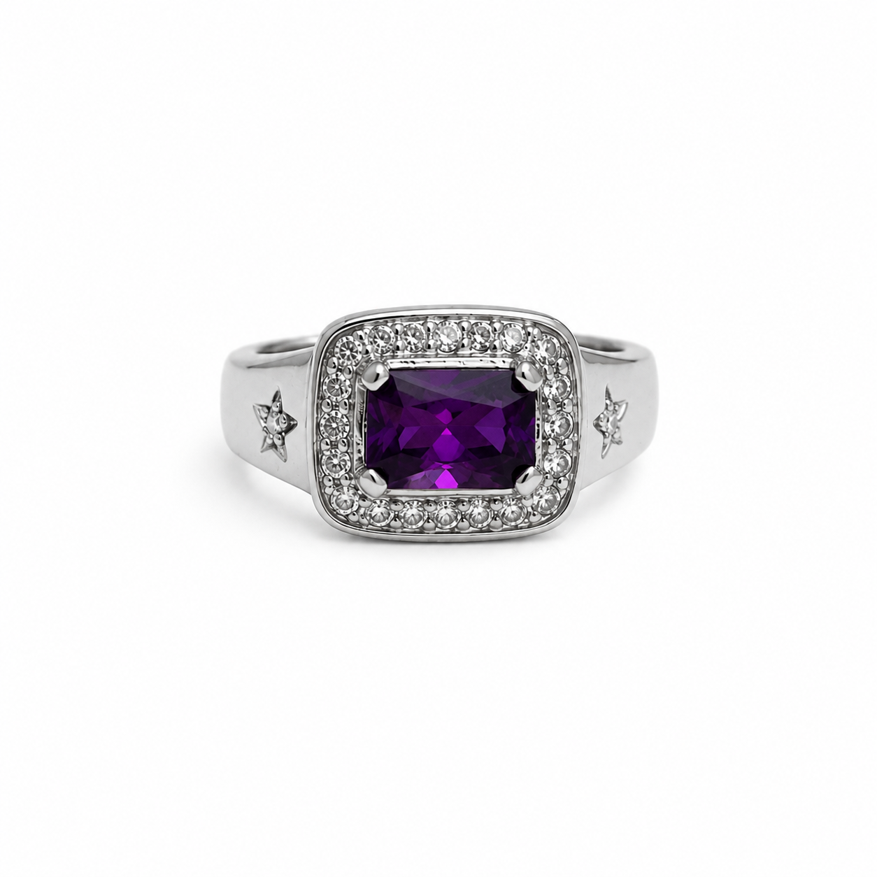 Amethyst Halo Signet Ring