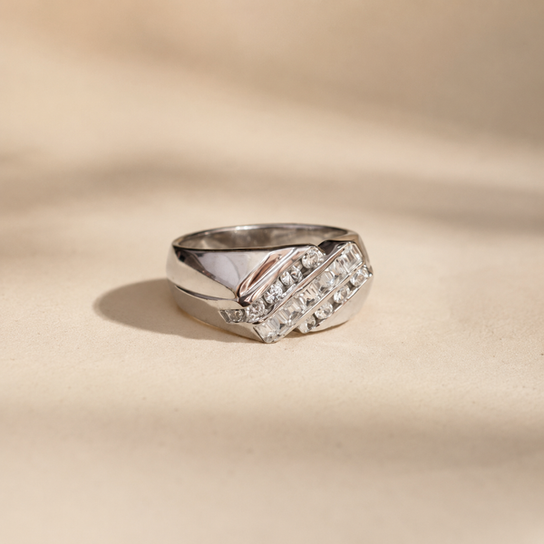 Baguette CZ Crossover Statement Ring