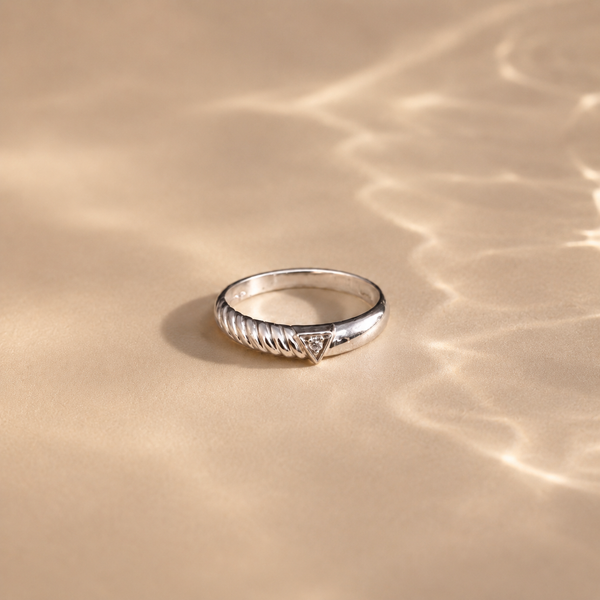 Twisted Triangle Solitaire Ring