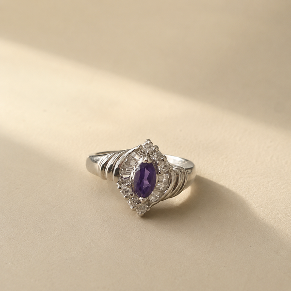 Amethyst Marquis Halo Ring