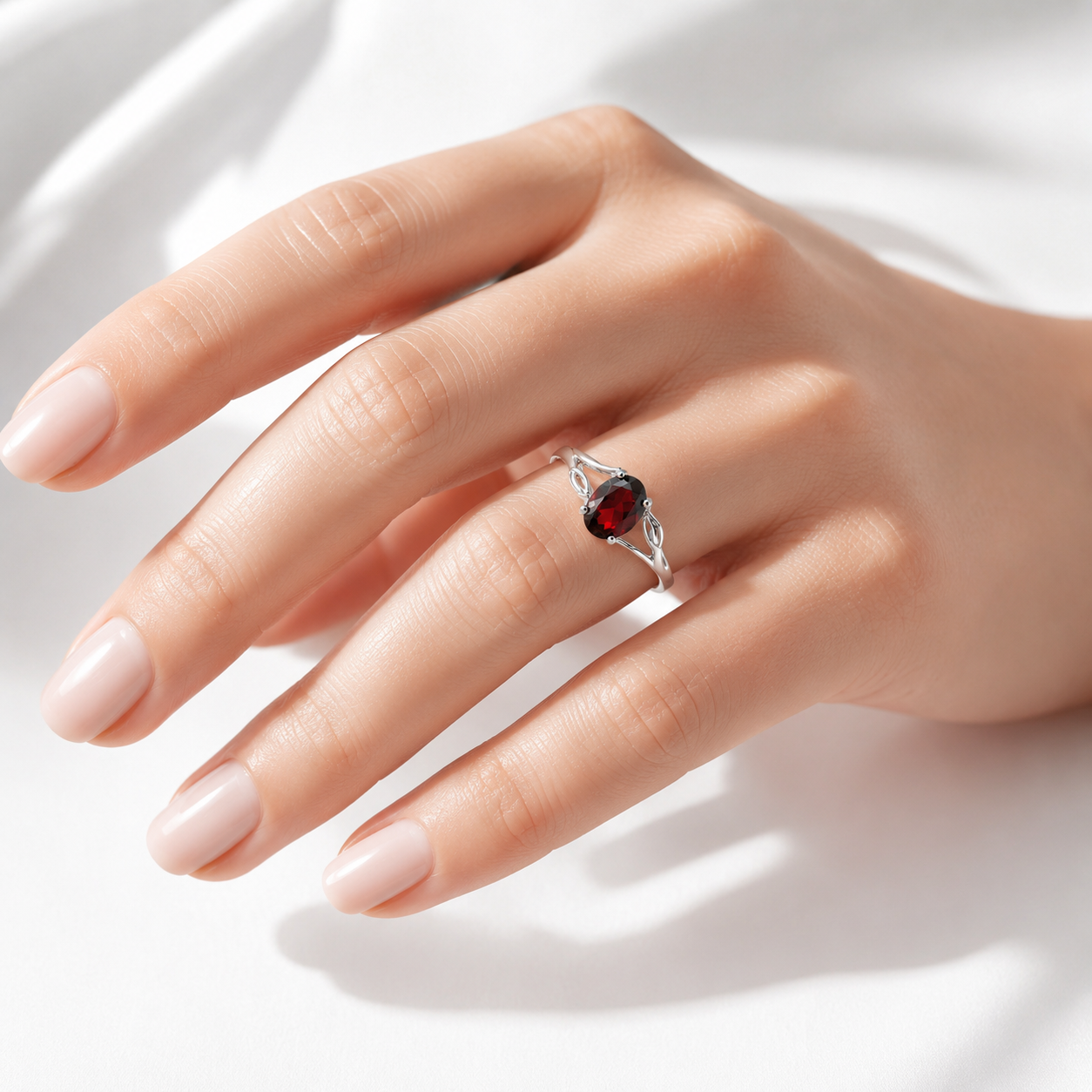 Scarlet Vine Garnet Ring
