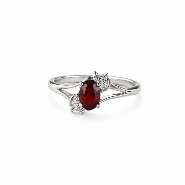 Crimson Blossom Garnet Ring