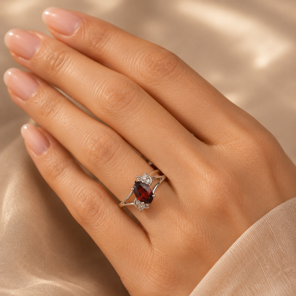 Crimson Blossom Garnet Ring