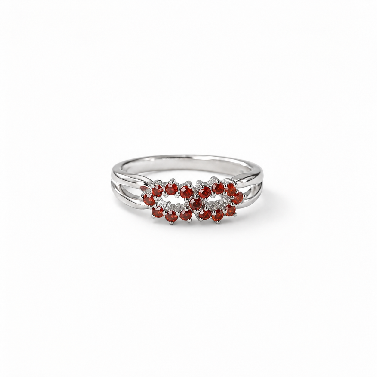 Twin Blossom Orange CZ Ring