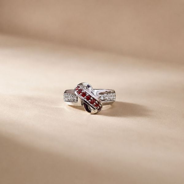 Crimson Knot Orange CZ Ring