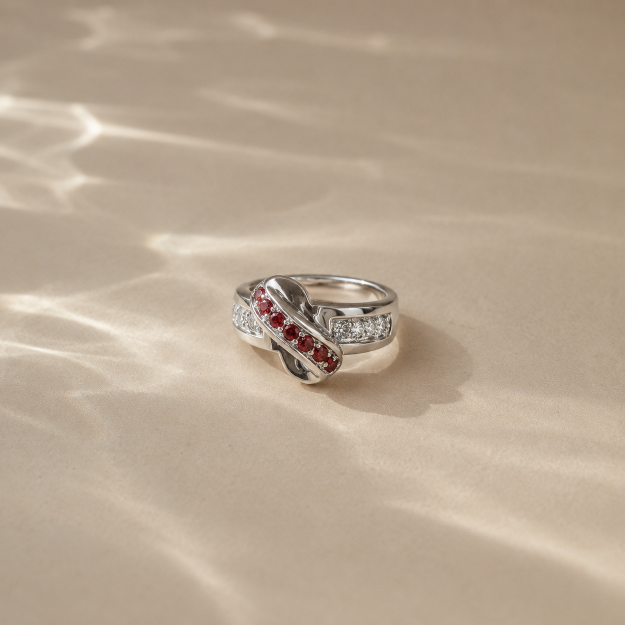 Crimson Knot Orange CZ Ring