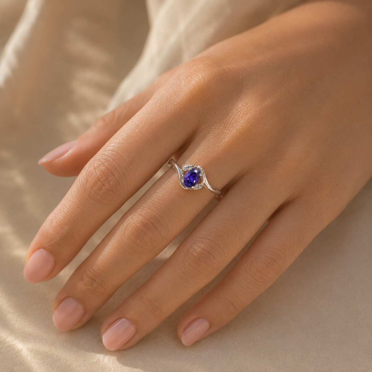 Amethyst Oval Twist Ring