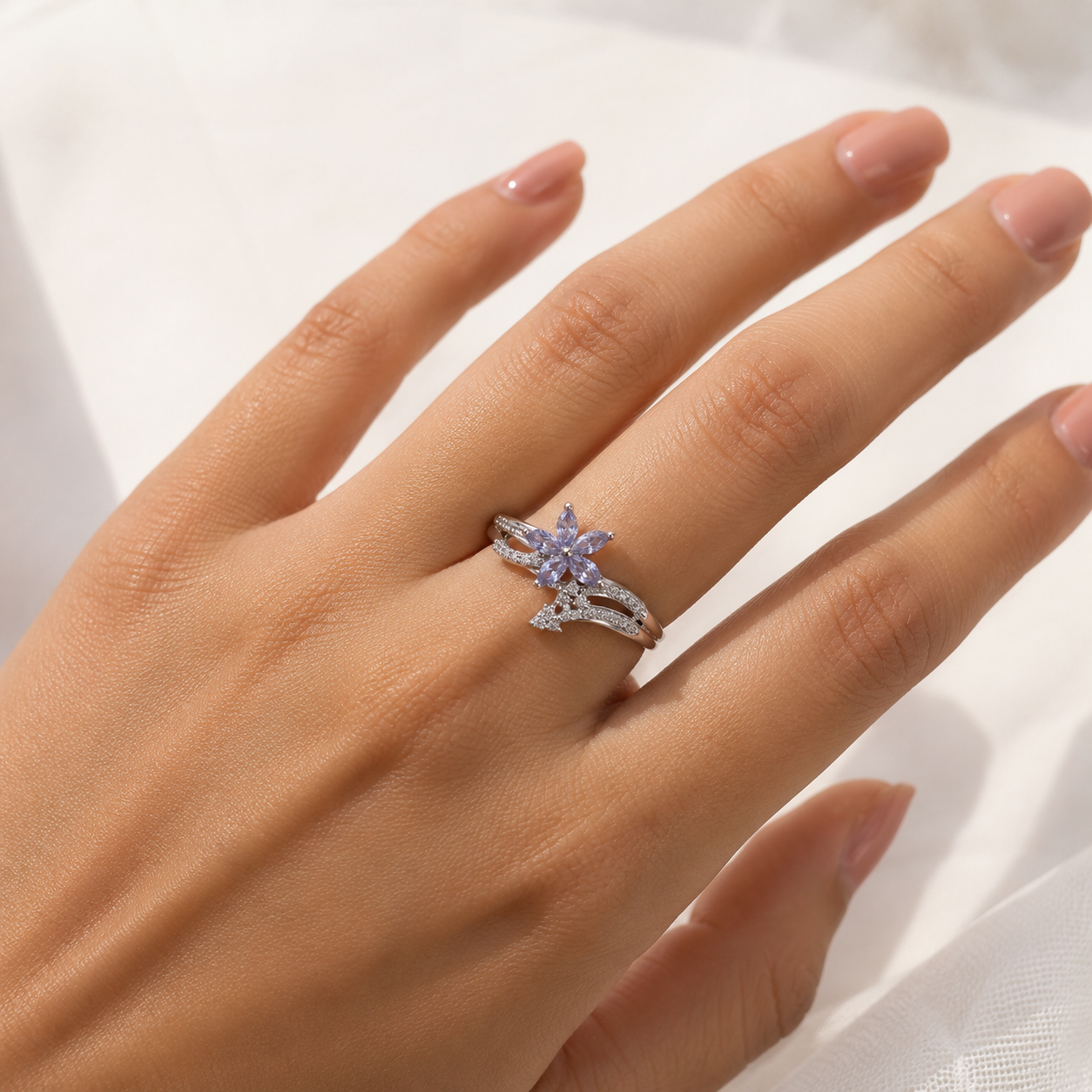 Amethyst Blossom Floral Ring
