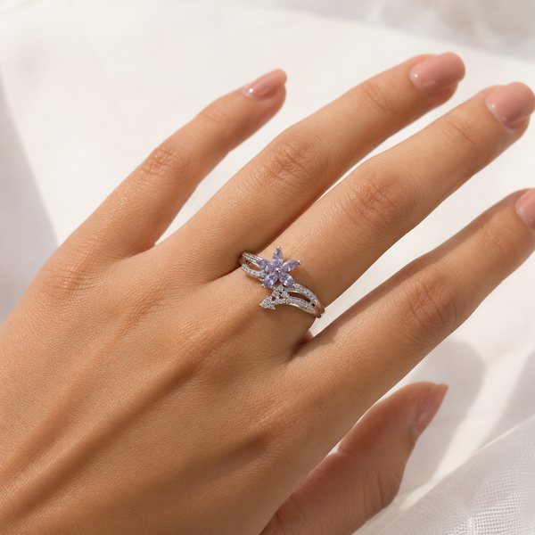Amethyst Blossom Floral Ring