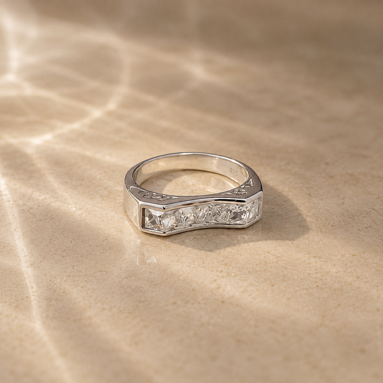 Channel Set Princess Cut Band Ring