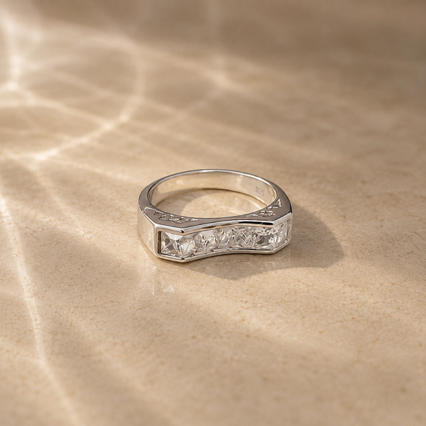 Channel Set Princess Cut Band Ring