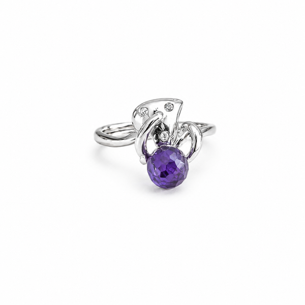 Amethyst Floral Swirl Ring