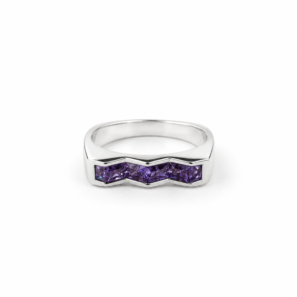 Princess Cut Amethyst Channel Set Ring