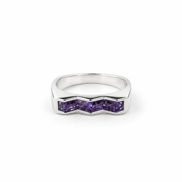 Princess Cut Amethyst Channel Set Ring