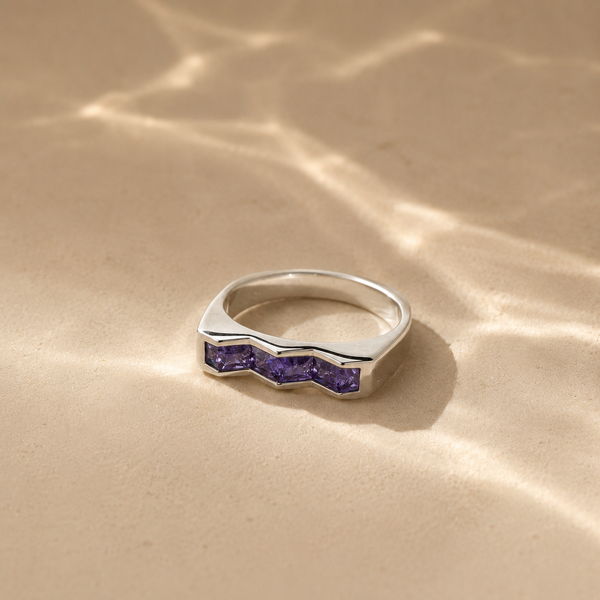Princess Cut Amethyst Channel Set Ring