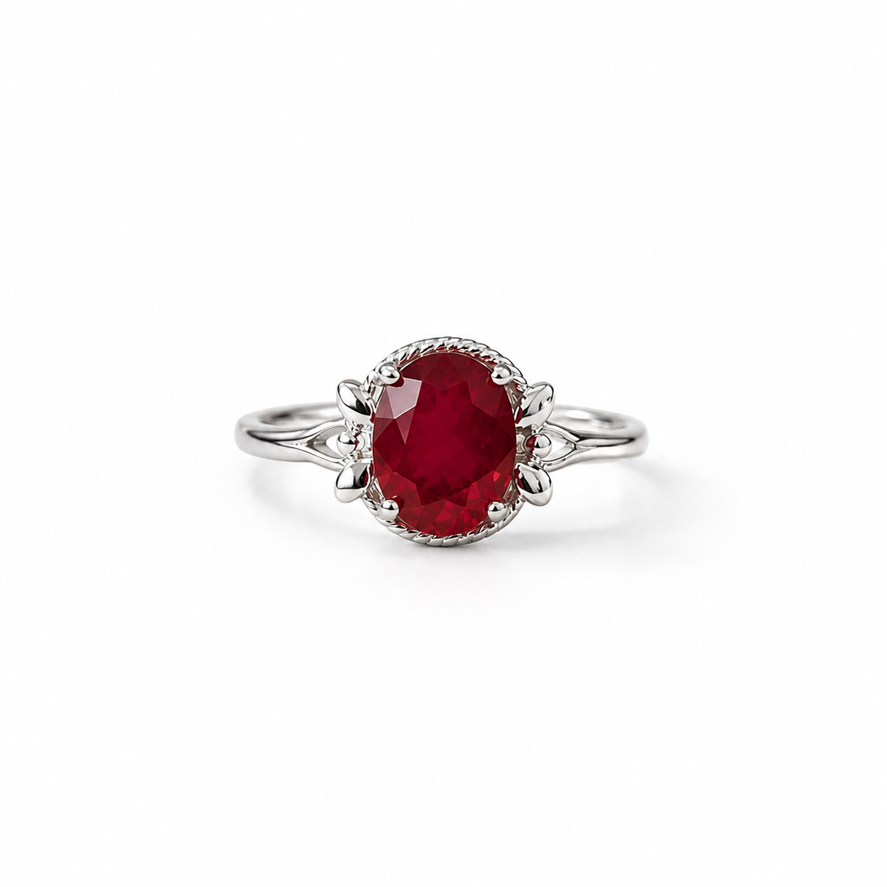 Oval Ruby Solitaire Ring