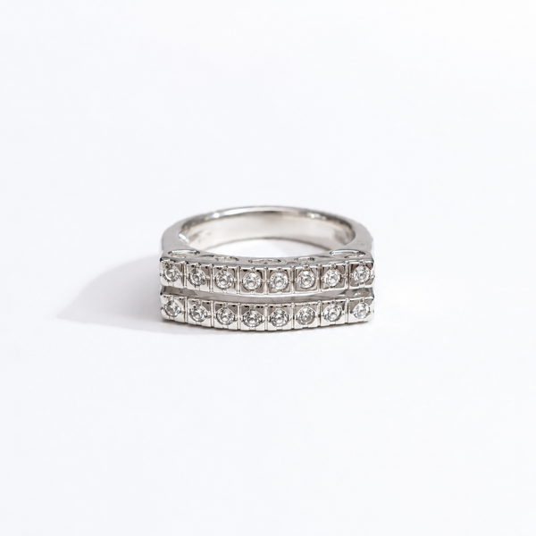 Double Row White CZ Band Ring