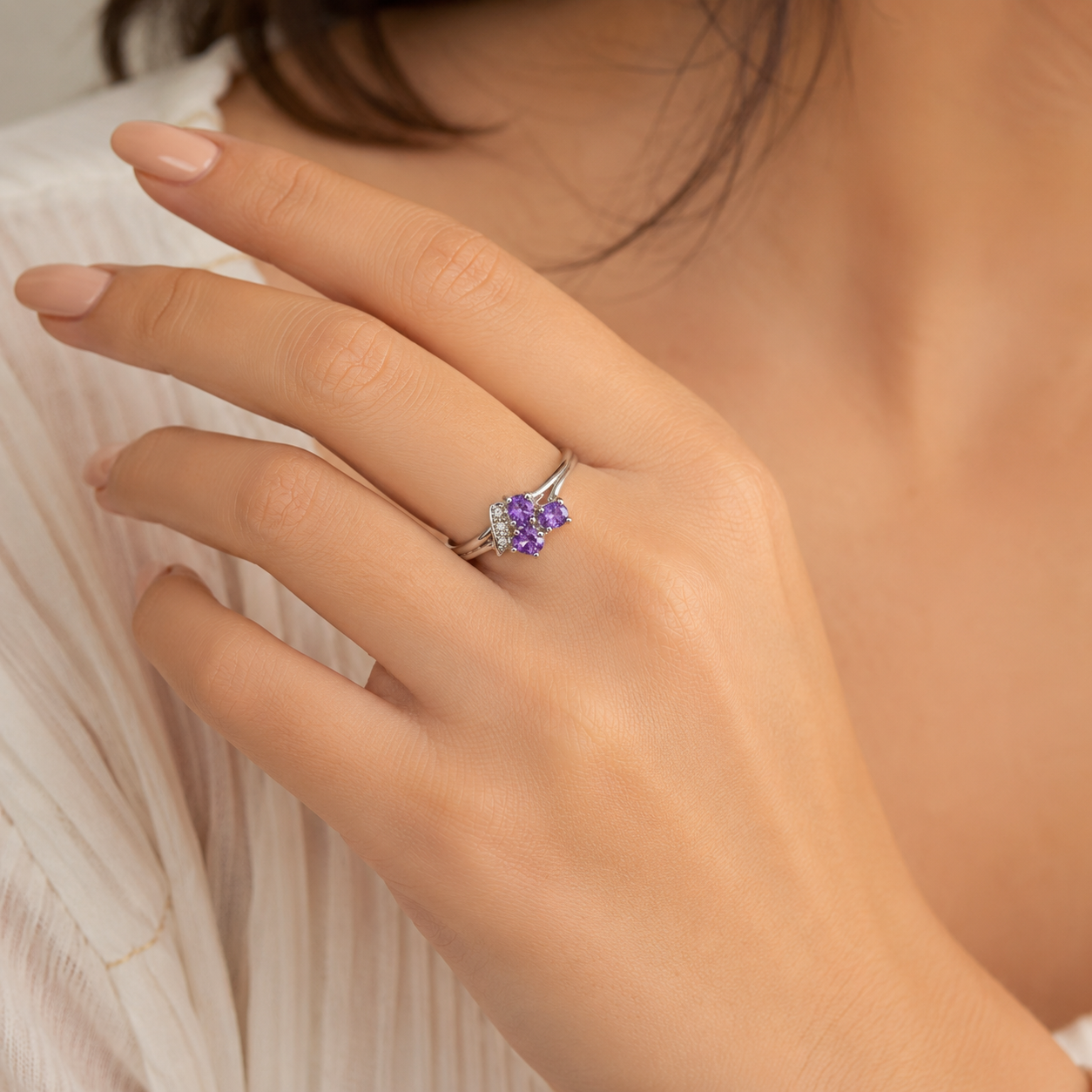 Amethyst Floral Cluster Ring