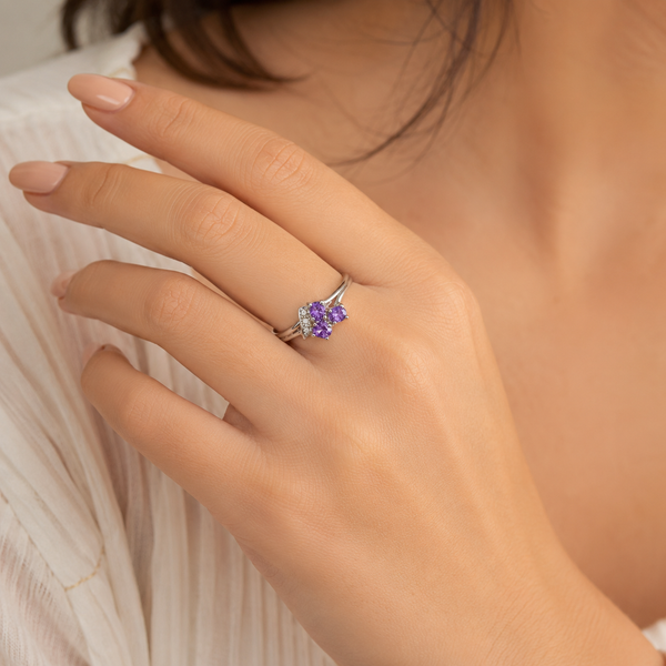 Amethyst Floral Cluster Ring