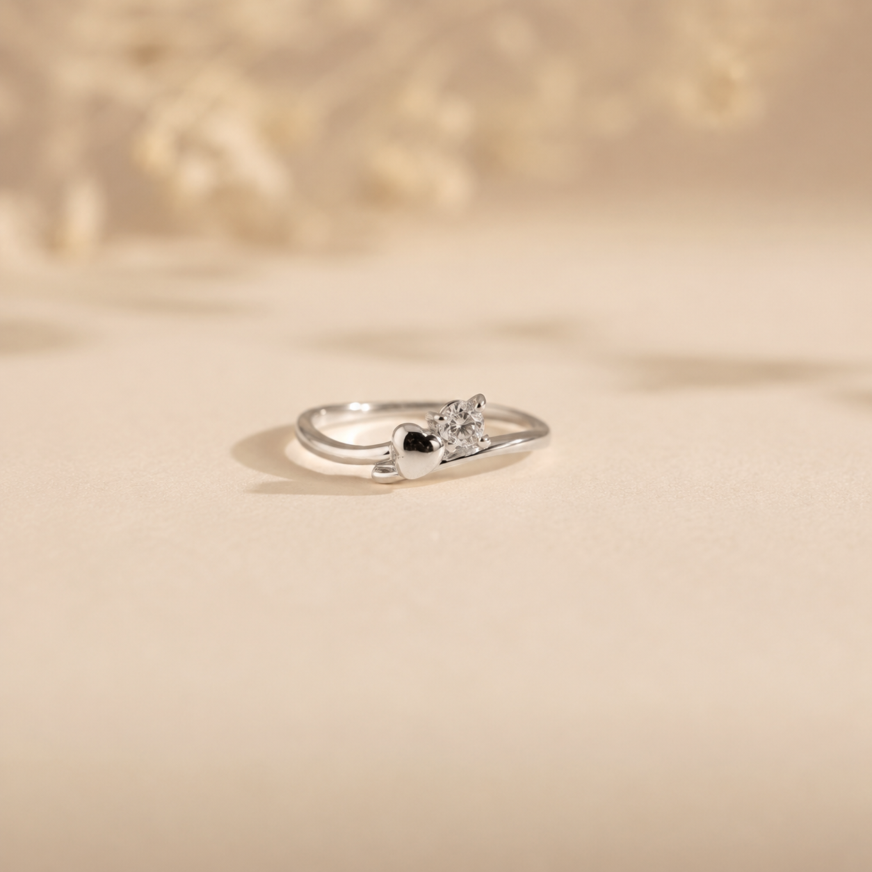 Heart Solitaire CZ Ring