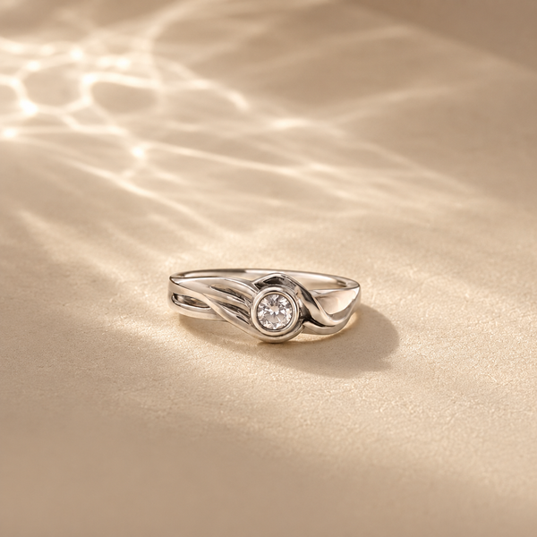 Twisted Bezel Solitaire Ring