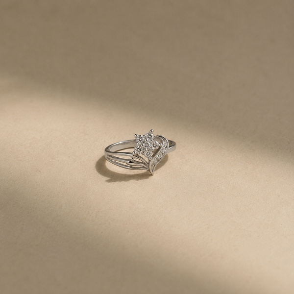 Floral Heart CZ Ring