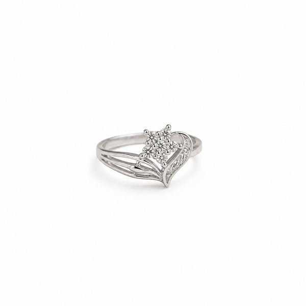 Floral Heart CZ Ring