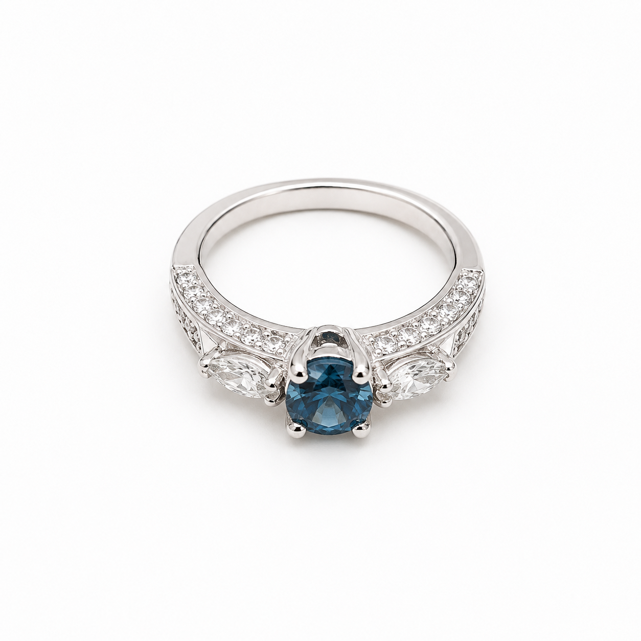 London Blue Topaz Halo Ring