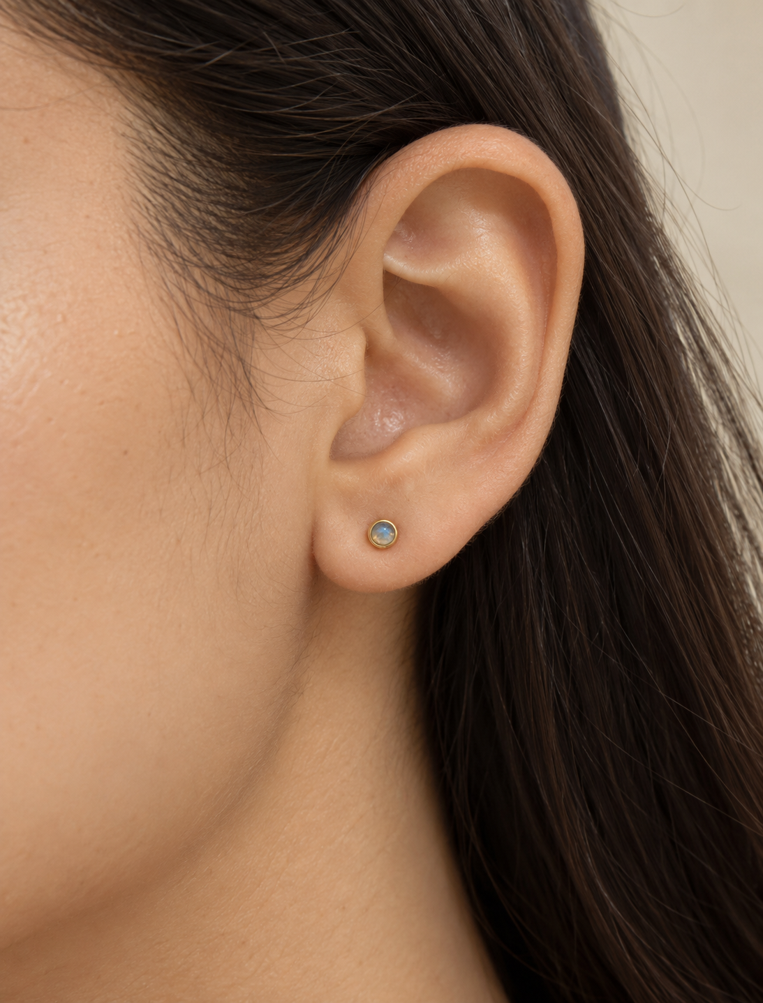Blue Opal Flat Back Stud