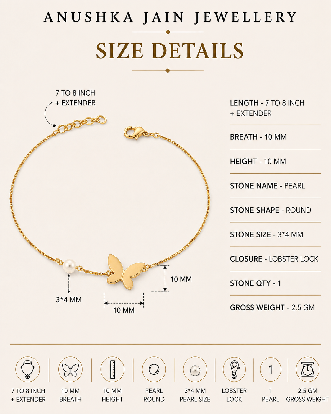 Butterfly Pearl Anklet
